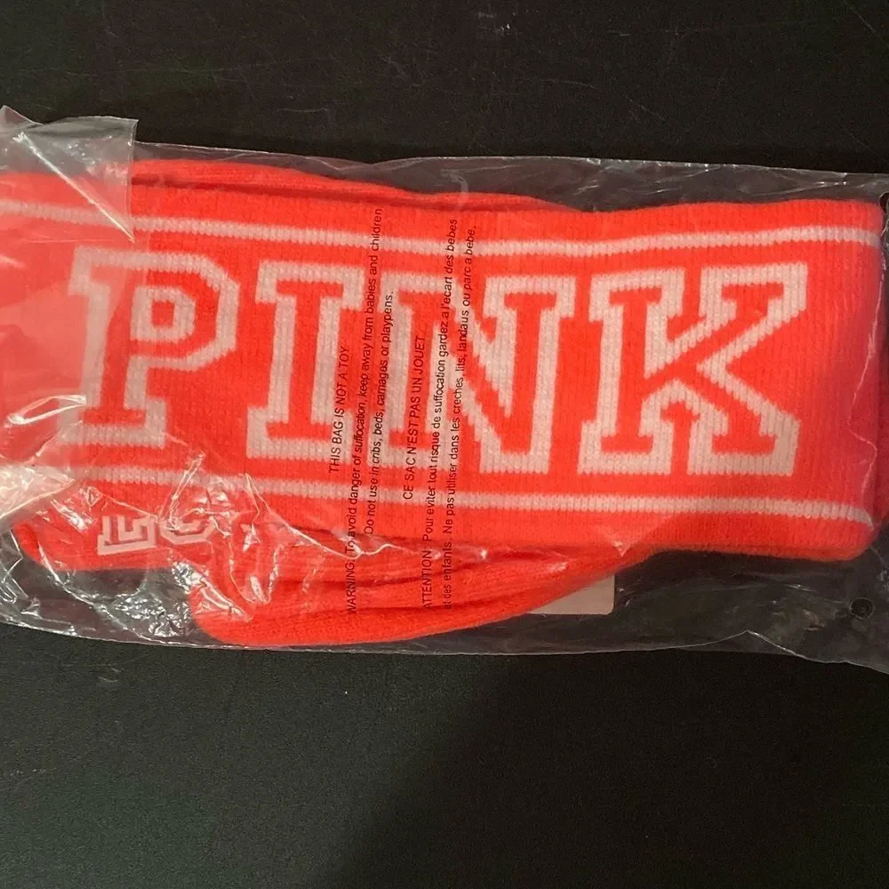 Victoria’s Secret Pink gloves & headband set neon